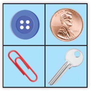 Various small objects in 2 by 2 grid